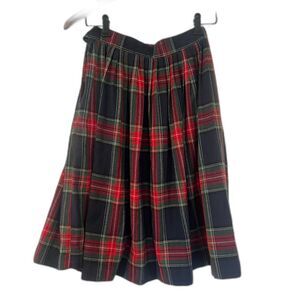 Preppy Boys Vintage Plaid Schoolgirl Midi Skirt Pleated 7/8 Preppy Accademia